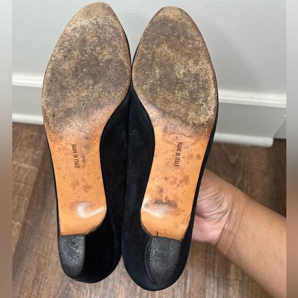 Salvatore Ferragamo Italy Black Vintage Suede Leather Pumps Size 8.5AA - Picture 6 of 15